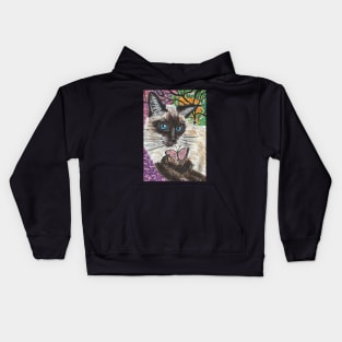 Siamese cat butterfly Kids Hoodie